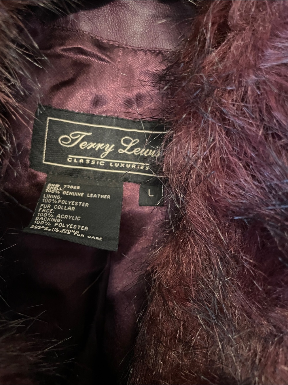 Vintage with Tags Women's Plum Leather Jacket with Removable Faux Fur Collar - Picture 2 of 6